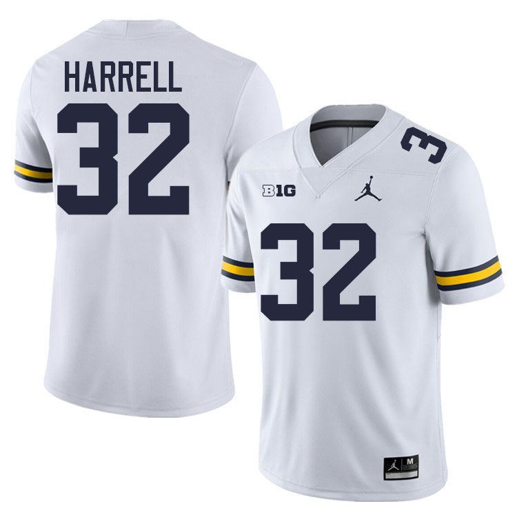 Jaylen Harrell Michigan Jersey,Michigan Wolverines #32 Jaylen Harrell Jersey Youth-White